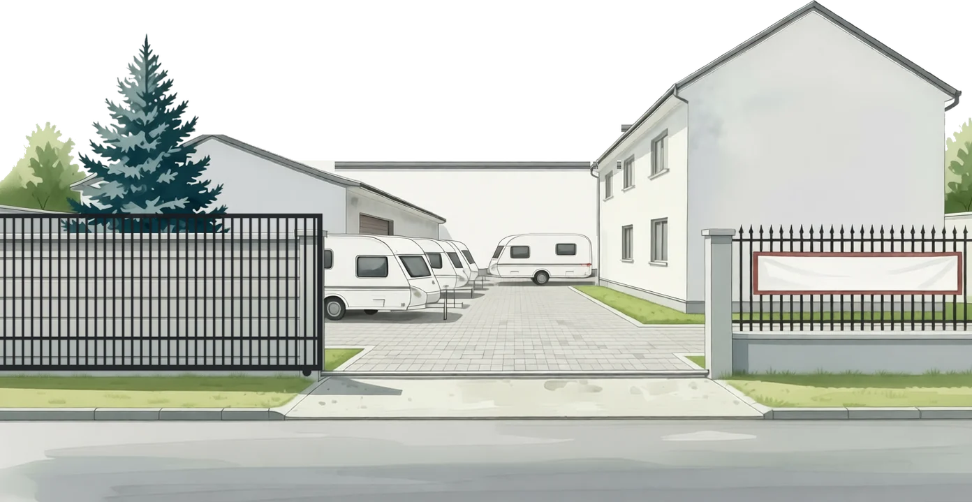 Rysunek placu z przyczepami przy Wolności 13 w Knurowie
